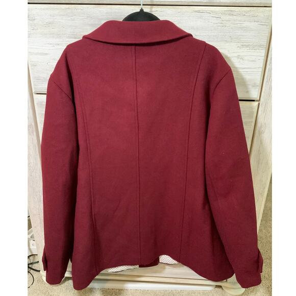 Haute Edition Burgundy Wool Blend Polka Dot Lined Coat - 3X - Picture 3 of 4